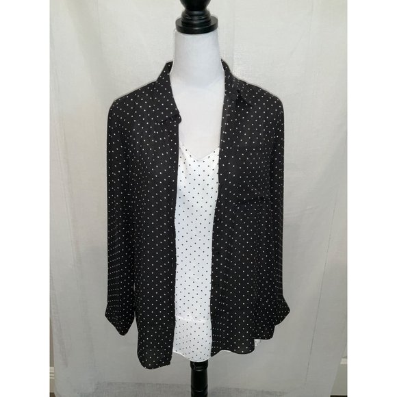 Chico's  2 pc Blouse Tank Black/White Polka dot size 1 8/10 - Picture 1 of 7
